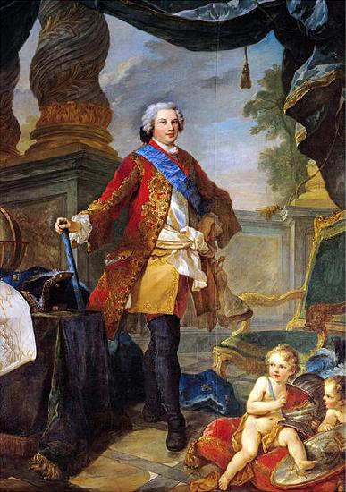 Charles-Joseph Natoire Portrait of Louis Dauphin of France with a Plan of the Siege of Tournai Sweden oil painting art